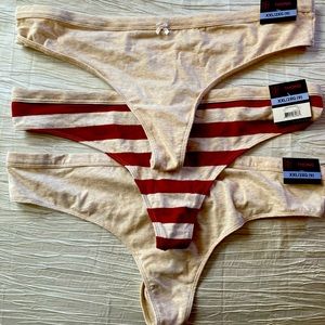 3 NWT Tan/Strip Thongs